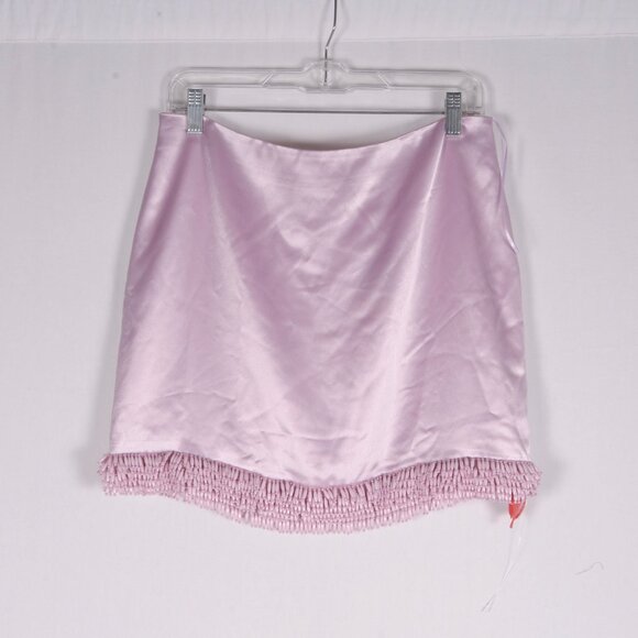 Cinq à Sept Doris Beaded-Hem Satin Miniskirt in Wisteria - Picture 4 of 6